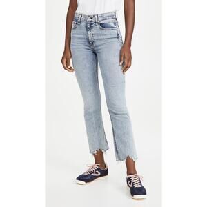 Rag & Bone 'Nina' Blue Cotton High Rise Ankle Flare Jeans Size 25